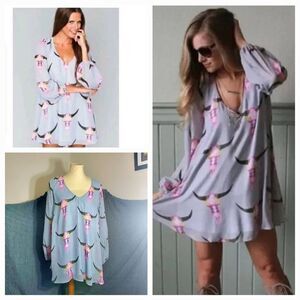 Show Me Your Mumu Lite Brite Skull Bull Tunic Dress Size XS